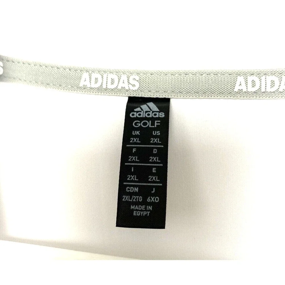 Adidas Golf Polo Shirt Men's Plus Size 2XL White Dry Wicking UPF Sun Protection
